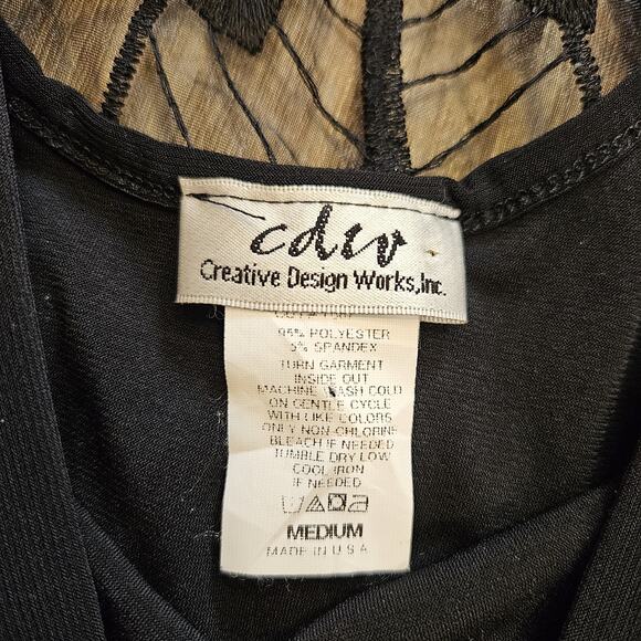 Vtg Cowl Back Mesh Back Top Womens M Black Whimsigoth Witchy Boho 90s Y2K - Picture 5 of 7